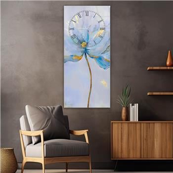 Vertical Art Themed Glass Wall Art with Clock at the Top 074