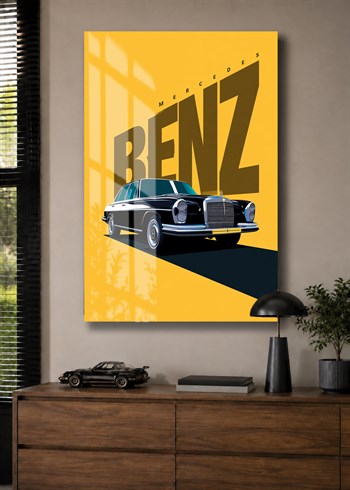 Siyah Klasik Mercedes-Benz Cam Tablo