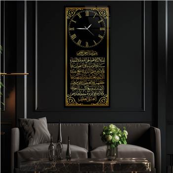 Tableau en verre à thème religieux vertical avec horloge en haut 005