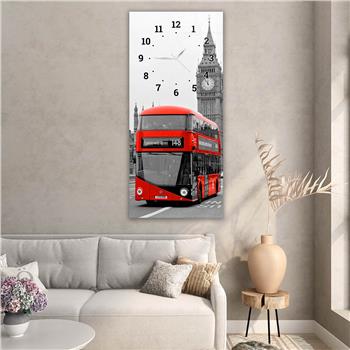 Vertical Art Themed Glass Wall Art with Clock at the Top 034