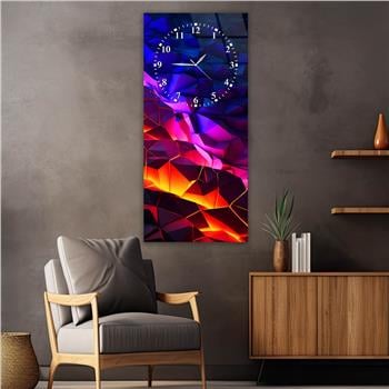 Vertical Art Themed Glass Wall Art with Clock at the Top 025