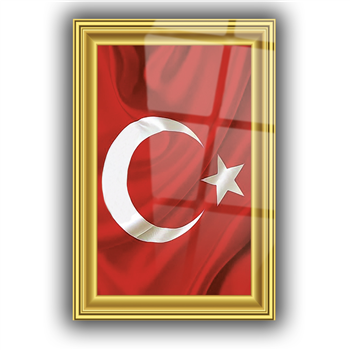 ÇERÇEVE GÖRSELLİ TÜRK BAYRAĞI CAM TABLO  