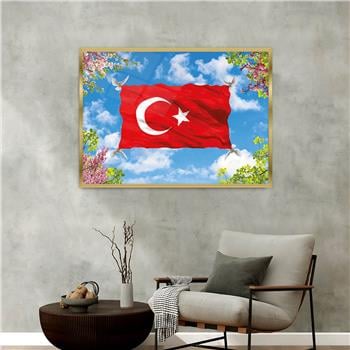 Alüminyum Çerçeveli Vatan Temalı Cam Tablo 057