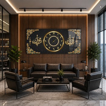 Middle-Clock, Religious-Themed Horizontal Glass Wall Painting 093