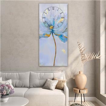 Vertical Art Themed Glass Wall Art with Clock at the Top 074