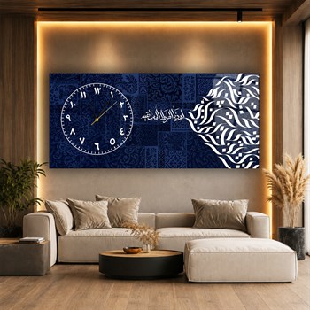 Side-Clock, Religious-Themed Horizontal Glass Wall Painting 064
