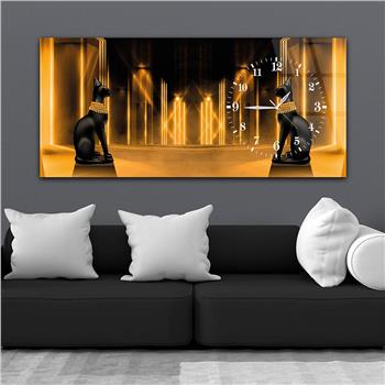 Yatay Saatli Yandan Sanat ve Doğa Temalı Cam Tablo 062