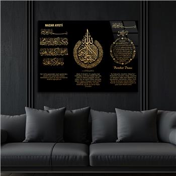 The Verse for Protection Against Evil Eye, Blessing Prayer, Ayat Al Kursi Tempered Glass Wall Art