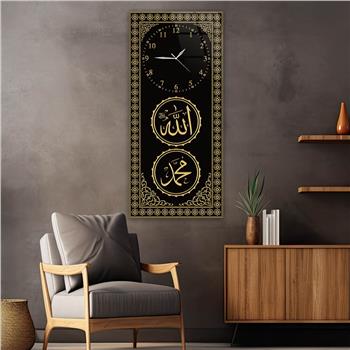 Vertical Religious Themed Glass Wall Art with Clock at the Top  045