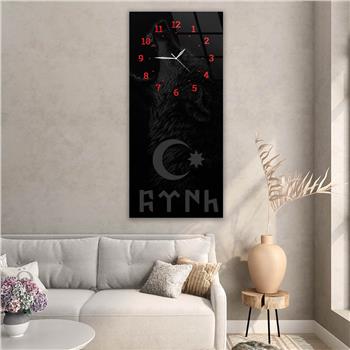 Vertical National Themed Glass Wall Art with Clock at the Top 036