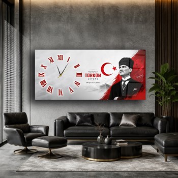 Ne Mutlu Türküm Diyene | Atatürk Saatli Cam Tablo