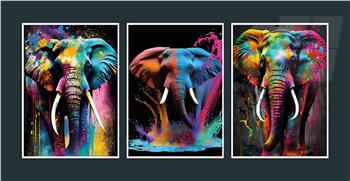 Aluminum Framed 3-Piece MDF Wall Art Set with Art Theme 0077