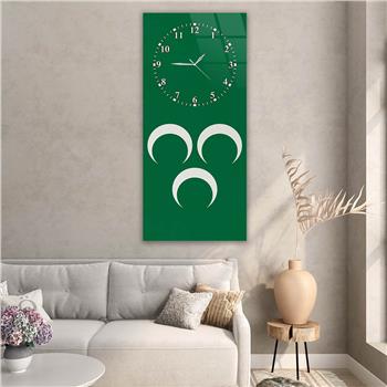 Vertical National Themed Glass Wall Art with Clock at the Top 040