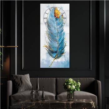Vertical Art Themed Glass Wall Art with Clock at the Top 073