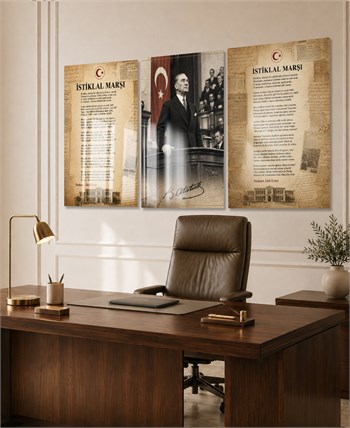  3lü Set VatanTemalı Cam Tablo 35