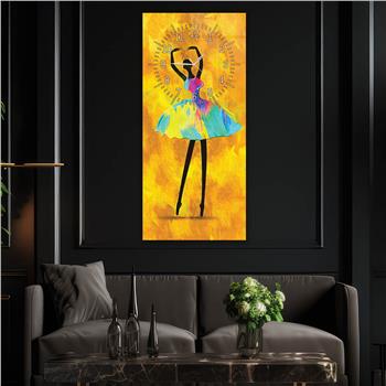 Vertical Art Themed Glass Wall Art with Clock at the Top 059