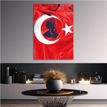 Turkish Flag and F.SULTAN MEHMET HAN GÖRSELLİ CAM TABLO
