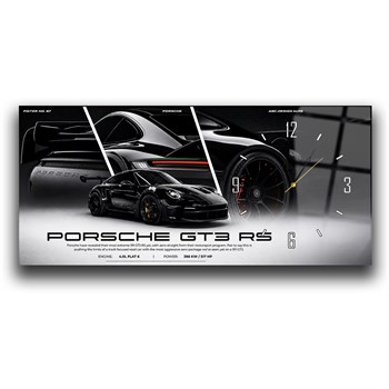 Siyah Porsche GT3 RS Saatli Cam Tablo