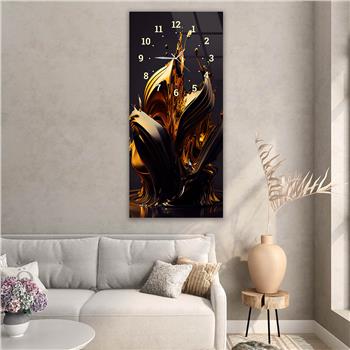 Vertical Art Themed Glass Wall Art with Clock at the Top 032