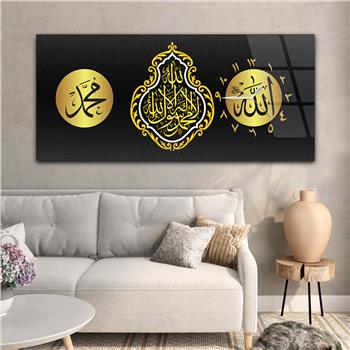 Tableau en verre à thème religieux avec horloge latérale horizontale  003