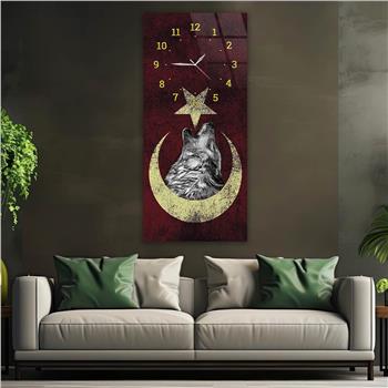 Vertical National Themed Glass Wall Art with Clock at the Top 033