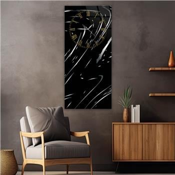 Vertical Art Themed Glass Wall Art with Clock at the Top 070