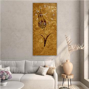 Vertical Art Themed Glass Wall Art with Clock at the Top 048