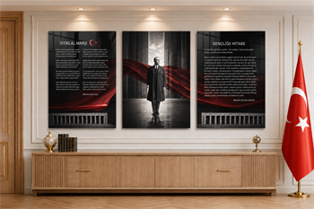  3lü Set VatanTemalı Cam Tablo 31