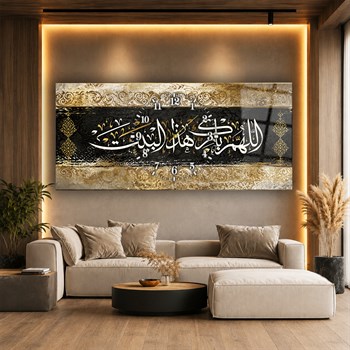 Middle-Clock, Religious-Themed Horizontal Glass Wall Painting 111