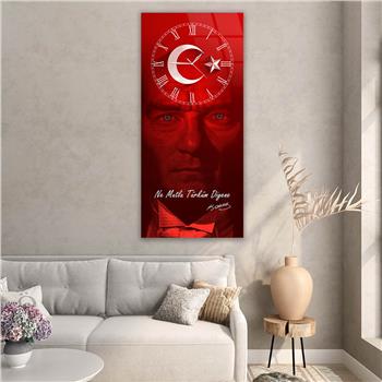 Vertical National Themed Glass Wall Art with Clock at the Top 027