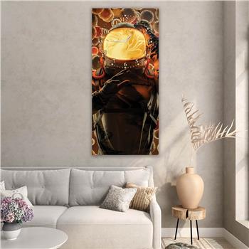 Vertical Art Themed Glass Wall Art with Clock at the Top 064
