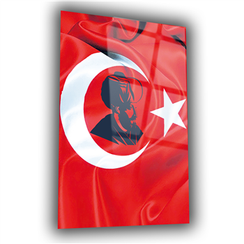 TÜRK BAYRAĞI VE F.SULTAN MEHMET HAN GÖRSELLİ CAM TABLO