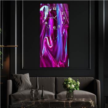 Vertical Art Themed Glass Wall Art with Clock at the Top 014