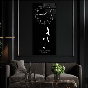 Vertical National Themed Glass Wall Art with Clock at the Top 044