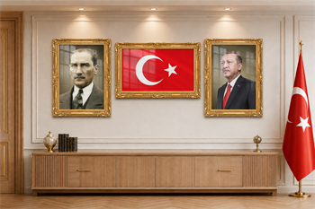 Mustafa Kemal Atatürk ve Recep Tayyip Erdoğan Cam Tablo Seti