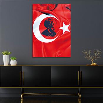 Turkish Flag and F.SULTAN MEHMET HAN GÖRSELLİ CAM TABLO