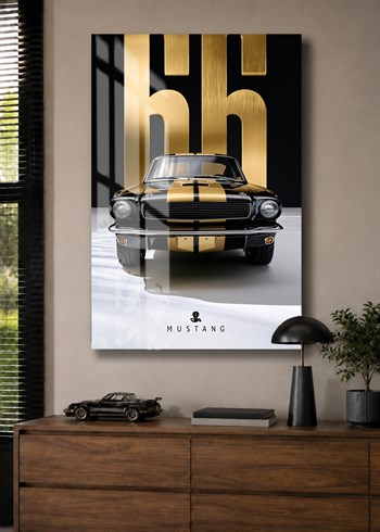 Siyah Gold Klasik Mustang Cam Tablo