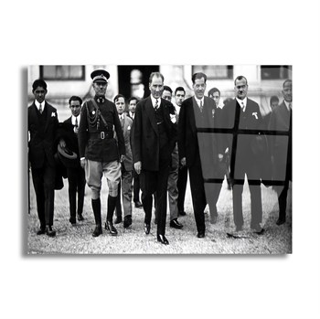 Mustafa Kemal Atatürk Tarihi Fotoğraf Cam Tablo