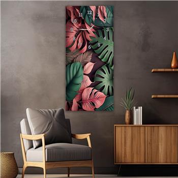 Vertical Art Themed Glass Wall Art with Clock at the Top 042