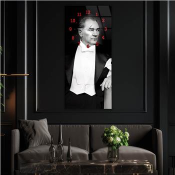 Vertical National Themed Glass Wall Art with Clock at the Top 021