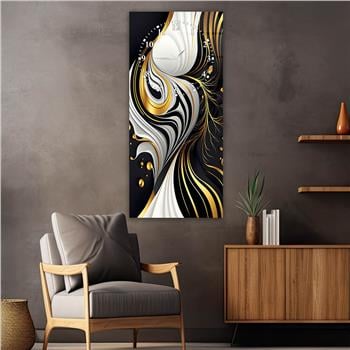 Vertical Art Themed Glass Wall Art with Clock at the Top 027