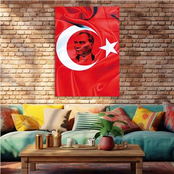 Turkish Flag and MUSATAFA KEMAL ATATÜRK Tempered Glass Wall Art