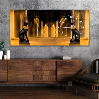 Yatay Saatli Yandan Sanat ve Doğa Temalı Cam Tablo 062