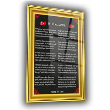 ÇERÇEVE GÖRSELLİ İSTİKLAL MARŞI YAZILI CAM TABLO 