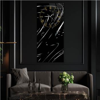 Vertical Art Themed Glass Wall Art with Clock at the Top 070