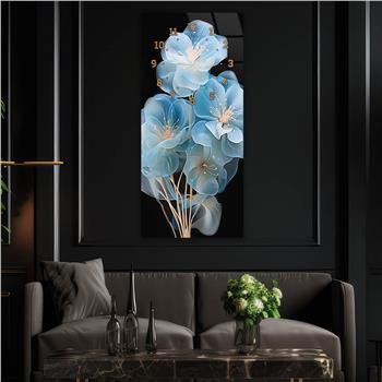 Vertical Art Themed Glass Wall Art with Clock at the Top 041