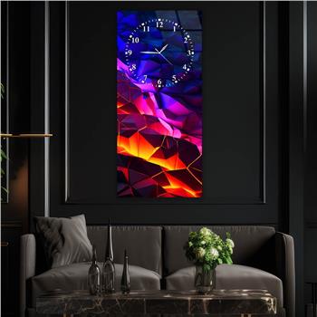 Vertical Art Themed Glass Wall Art with Clock at the Top 025