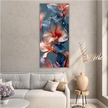 Vertical Art Themed Glass Wall Art with Clock at the Top 040