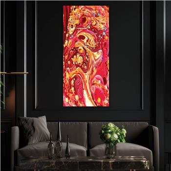 Dikey Üstten Saatli Sanat Temalı Cam Tablo 016
