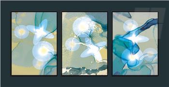 Aluminum Framed 3-Piece MDF Wall Art Set with Art Theme 0026